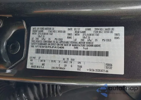 2018 Ford F-150 Xlt из США, поврежденный, VIN 1FTEW1EP5JFA13406